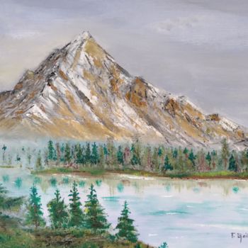 Peinture intitulée "Montagne enneigée.…" par Franck Gaillard, Œuvre d'art originale, Huile