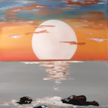 Painting titled "Couché de soleil. a…" by Franck Gaillard, Original Artwork, Acrylic