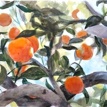 Painting titled "Oranges of Jaffa" by Shlomit Levi, Original Artwork, Acrylic