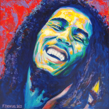 Painting titled "Bob Marley" by Franck Denuel, Original Artwork, Acrylic