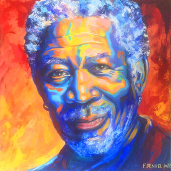 Painting titled "Morgan Freeman" by Franck Denuel, Original Artwork, Acrylic
