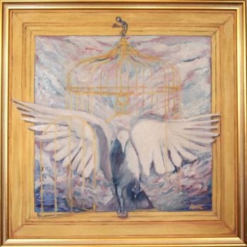 Painting titled "Libre envol" by F-Henri, Original Artwork, Oil