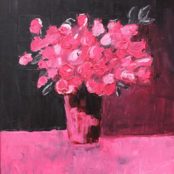 Painting titled "Noir de Roses" by F-Henri, Original Artwork, Oil