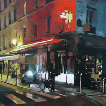 Schilderij getiteld "Bar lounge" door Franck Le Boulicaut, Origineel Kunstwerk, Olie