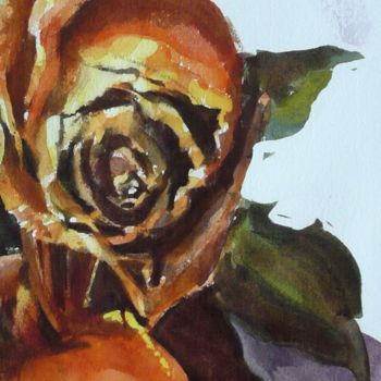 Pintura intitulada "Roses séchées" por Franck Le Boulicaut, Obras de arte originais, Aquarela