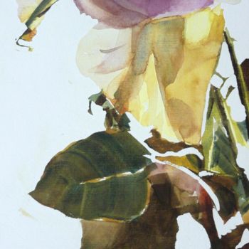 Картина под названием "Rose diaphane II" - Franck Le Boulicaut, Подлинное произведение искусства, Акварель