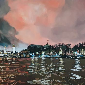 Pintura titulada "Crue de la Seine" por Franck Le Boulicaut, Obra de arte original, Oleo