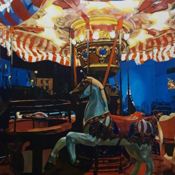 Painting titled "Merry-go-round" by Franck Le Boulicaut, Original Artwork, Oil