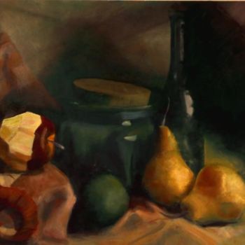 Painting titled "Pomme et poires" by Franck Le Boulicaut, Original Artwork