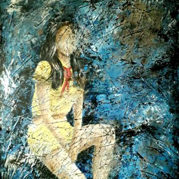 Картина под названием "La jeune fille indé…" - Franck Volay, Подлинное произведение искусства, Акрил