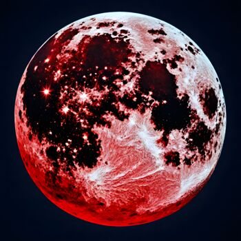 Arts numériques intitulée "Lune Rouge" par Francky Xv Wolff, Œuvre d'art originale, Image générée par l'IA