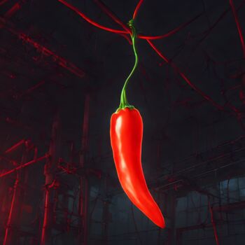 Digital Arts titled "Usine de Chilis" by Francky Xv Wolff, Original Artwork, AI generated image