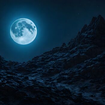 Цифровое искусство под названием "Lune derrière la Mo…" - Francky Xv Wolff, Подлинное произведение искусства, Изображение, с…
