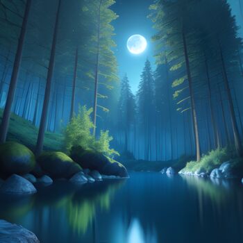 Arte digital titulada "Lumière de la Lune" por Francky Xv Wolff, Obra de arte original, Imagen generada por IA