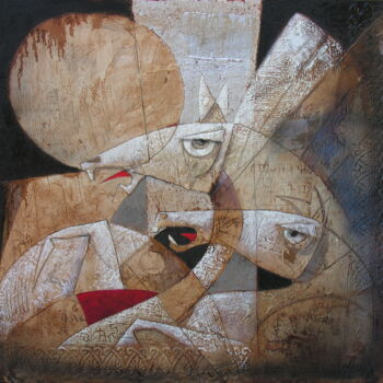 Peinture intitulée "SIMBIOTIC" par Franco Anselmi, Œuvre d'art originale, Huile Monté sur Panneau de bois