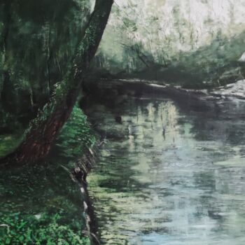Peinture intitulée "Paesaggio fluviale" par Franco Bencivenga, Œuvre d'art originale, Huile