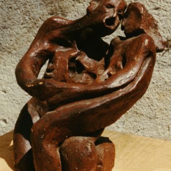 Скульптура под названием "AMANTI" - Franco Bogge, Подлинное произведение искусства, Терракота