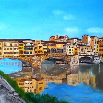 Painting titled "Ponte Vecchio" by Franco Fumo, Original Artwork, Oil