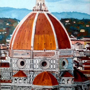 Painting titled "Il Duomo di Firenze" by Franco Fumo, Original Artwork, Oil