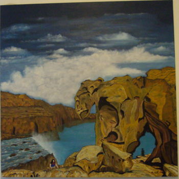 Pintura intitulada "rocher de l'ours" por Franco Murer, Obras de arte originais, Óleo
