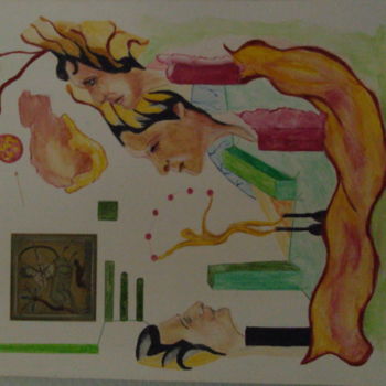 Schilderij getiteld "libération des pens…" door Franco Murer, Origineel Kunstwerk, Aquarel