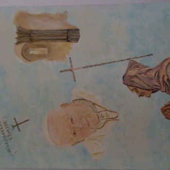 Schilderij getiteld "hommage à Jean Paul2" door Franco Murer, Origineel Kunstwerk, Olie