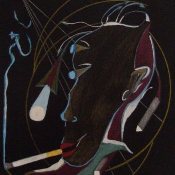 Disegno intitolato "tête métamorphosé p…" da Franco Murer, Opera d'arte originale, Pastello