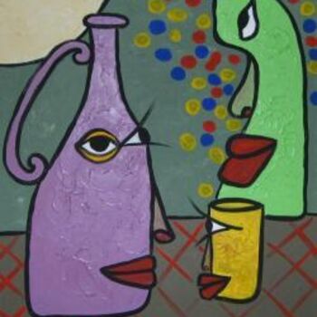 Painting titled "ubriaco" by Franco Nonnis, Original Artwork