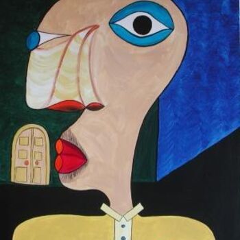 Painting titled "Autoritratto arrabb…" by Franco Nonnis, Original Artwork, Oil