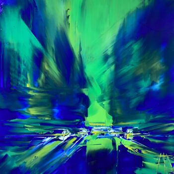 Painting titled "Tron" by Francois Barroux, Original Artwork, Oil Mounted on Wood Stretcher frame