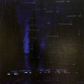 Pintura titulada "Black and blue II" por Francois Barroux, Obra de arte original, Oleo Montado en Bastidor de camilla de mad…