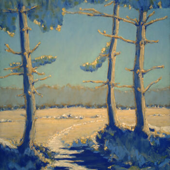 Painting titled "Chemin à l'ombre, f…" by François Cusson, Original Artwork, Pastel Mounted on Wood Panel