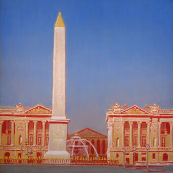 Painting titled "Place de la Concord…" by François Cusson, Original Artwork, Pastel Mounted on Wood Panel