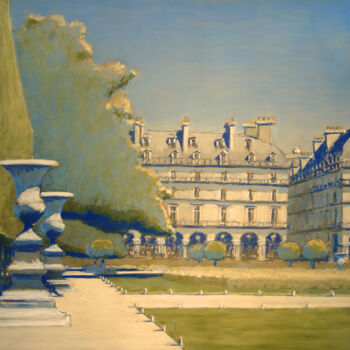 Painting titled "Jardin des Tuilerie…" by François Cusson, Original Artwork, Pastel Mounted on Wood Panel
