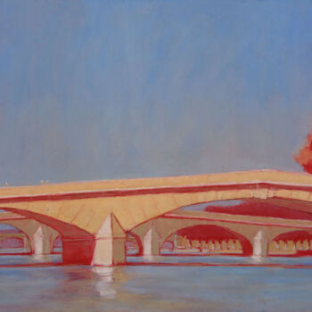 "Pont du Carrousel,…" başlıklı Tablo François Cusson tarafından, Orijinal sanat, Pastel Ahşap panel üzerine monte edilmiş