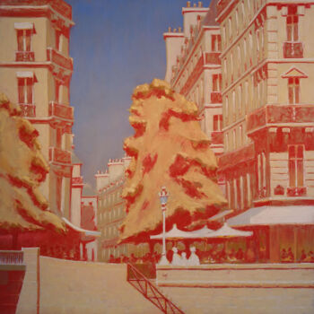 Painting titled "Île Saint-Louis, ro…" by François Cusson, Original Artwork, Pastel Mounted on Wood Panel