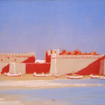 Painting titled "Hammamet" by François Cusson, Original Artwork, Pastel Mounted on Wood Panel