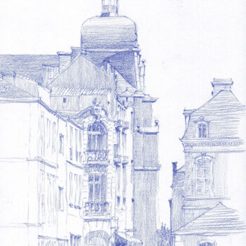 Drawing titled "Rue Bisson, Les Sab…" by François Cusson, Original Artwork, Pencil Mounted on Plexiglass