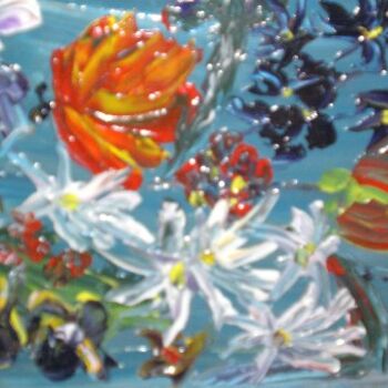 Pintura intitulada "partere de fleurs" por Francois Dufau, Obras de arte originais, Óleo