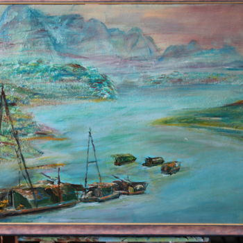 Pintura intitulada "09riviere-asiatique…" por Francois Dufau, Obras de arte originais, Acrílico