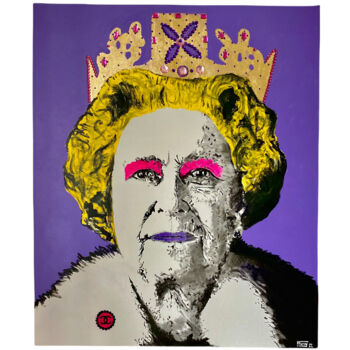 Картина под названием "I am the Queen purp…" - François Farcy, Подлинное произведение искусства, Акрил Установлен на Деревян…
