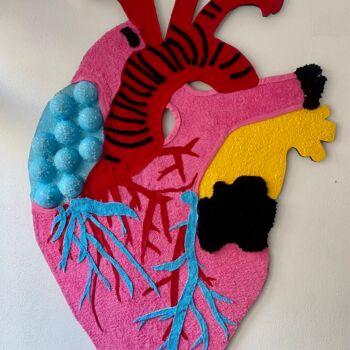 Sculpture titled "you make my heart b…" by François Farcy, Original Artwork, Fabric Mounted on Wood Panel