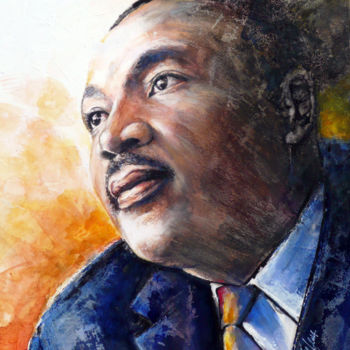 「i-have-a-dream-mlk.…」というタイトルの絵画 François Lanvinによって, オリジナルのアートワーク, 水彩画