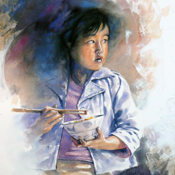Painting titled "enfant-chinois-2.jpg" by François Lanvin, Original Artwork, Watercolor