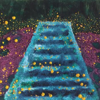 Peinture intitulée "#L'escalier secret" par François Martigné, Œuvre d'art originale, Huile