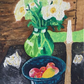 Schilderij getiteld "#Table de printemps" door François Martigné, Origineel Kunstwerk, Olie