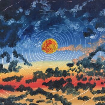 Картина под названием "#Lune du tonnerre" - François Martigné, Подлинное произведение искусства, Масло