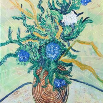 Peinture intitulée "#Bouquet aux rayons" par François Martigné, Œuvre d'art originale, Huile