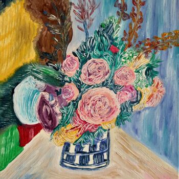 Картина под названием "#Aurore florale" - François Martigné, Подлинное произведение искусства, Масло