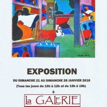 Ζωγραφική με τίτλο "00-affichette-expo-…" από Francois Mollon Gros-Desormeaux, Αυθεντικά έργα τέχνης